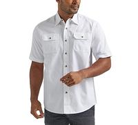 Wrangler Authentics Klassisches gewebtes Herrenhemd, kurzärmelig, Helles Weiß, XX-Large
