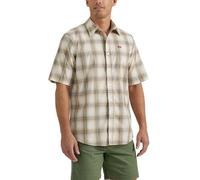 Wrangler Authentics Klassisches Herrenhemd, kurzärmelig, kariert, Helles Khaki, Mittel