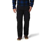Wrangler Authentics Mens Cargohose mit Fleece-Futter Freizeithosen, Black Twill, 36W x 30L