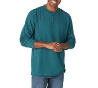 Wrangler Authentics Men's Long Sleeve Waffle Henley, Atlantic Deep Heather, Large
