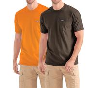 Wrangler Big and Tall T-Shirts fr Herren 2er-Pack Baumwoll-T-Shirts mit Brusttasche, Braun/Orange
