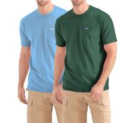 Wrangler Big and Tall T-Shirts für Herren - 2er-Pack Baumwoll-T-Shirt mit Brusttasche, Himmelblau/Dunkelgrün, XL/Tall