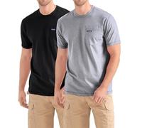 Wrangler Big and Tall T-Shirts für Herren - 2er-Pack Baumwoll-T-Shirt mit Brusttasche, Schwarz / Hthr Grey, XL/Tall