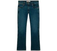 Bootcut-Jeans WRANGLER "Foundation", Herren, Gr. 34, Länge 32, blau (hobbled), Denim/Jeans, Obermaterial: 69% Baumwolle, 29% Polyester, 2% Elasthan, bootcut fit lang, Jeans, Bootcut fit (81525757-34)