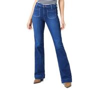 Bootcut-Jeans WRANGLER "Flare", Damen, Gr. 29, Länge 32, blau (schwarz wash), Denim/Jeans, Obermaterial: 91% Baumwolle, 5% Polyester, 4% Elasthan, unifarben, ausgestellt lang, Jeans, im Retro-Design m