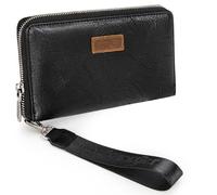Wrangler Damen-Geldbörse, Handgelenk, lang, Kreditkartenhalter, Designer-Clutch, großes Fassungsvermögen, Geldbörse für Damen, A-Schwarz