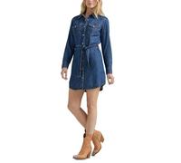 Wrangler Damen Langärmeliges Western-Denim-Kleid im Retro-Stil Freizeitkleidung, Dunkles Jeansblau, XX-Large