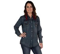 Wrangler Damen Langärmeliges Western-Arbeitshemd Bluse, Denim, Groß