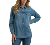Wrangler Damen Langarm Western Snap Shirt, Getönter Denim, 3X-Groß