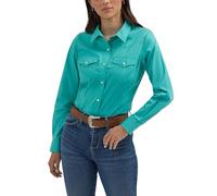 Wrangler Damen Western Damen Retro Button-Down-Shirt, Bright Aqua, Mittel