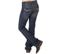 Wrangler, Damen-Western-Jeans, mittelhohe Stretch-Bootcut-Jeans, Marineblau, ^