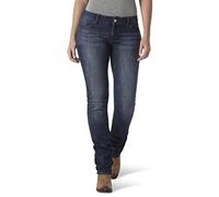 Wrangler Damen Western Mid Rise Stretch Straight Leg Jeans, Dark Stone, 5W x 32L
