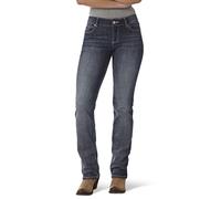 Wrangler Damen Western Mid Rise Stretch Straight Leg Jeans, Dunkles Indigoblau, 13W x 36L