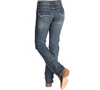 Wrangler Damen Western Mid Rise Stretch Straight Leg Hose De Cintura Média Eldia ástica Com Perna Reta Jeans, Dunkles Indigoblau, 29