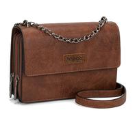 Wrangler Flap Crossbody-Tasche für Damen, kleine Clutch, Geldbörse, trendige Umhängetasche mit Kettenriemen, braun, Geschenk WG149-236DBR, dunkelbraun
