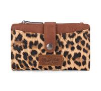 Wrangler Geldbörse für Damen, Kartenhalter mit Reißverschluss und Ausweisfenster, leopardenmuster, 6" X 4" X 1.2", modisch