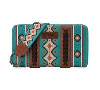 Wrangler Geldbörse für Damen, Western-Azteken-Clutch, Handgelenktasche mit Kreditkartenfach, Türkis/Ausflug, einfarbig (Getaway Solids), Einheitsgröße, Trendig