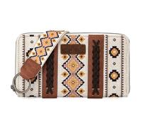 Wrangler Geldbörse für Damen, Western-Azteken-Clutch, Handgelenktasche mit Kreditkartenfach, A-beige, Trendig