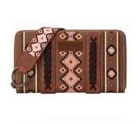 Wrangler Geldbörse für Damen, Western-Azteken-Clutch, Handgelenktasche mit Kreditkartenfach, Braun, Einheitsgröße