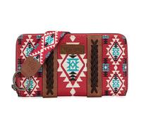 Wrangler Geldbörse für Damen, Western-Azteken-Clutch, Handgelenktasche mit Kreditkartenfach, Burgunder, Einheitsgröße, Trendig