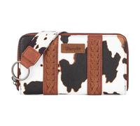 Wrangler Geldbörse für Damen, Western-Azteken-Clutch, Handgelenktasche mit Kreditkartenfach, X-Cow Print Braun, Einheitsgröße, Trendig