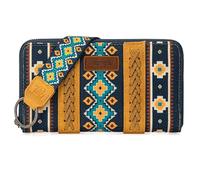 Wrangler Geldbörse für Damen, Western-Aztekenmuster, Clutch, Handgelenk, Geldbörse mit Kreditkartenfach, Senf, Trendy