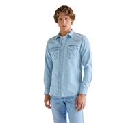 Langarmhemd WRANGLER "WESTERN SHIRT", Herren, Gr. M, N-Gr, riverbank, Web, Obermaterial: 100% Baumwolle, regular fit normal, Ärmel mit Ärmelschlitz Manschette mit Druckknöpfen, Hemden (90189761-M) riv