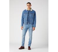 Jeansjacke WRANGLER "124MJ SHERPA" Gr. M, blau (wranch) Herren Jacken Übergangsjacken mit Sherpa Kragen (10697355-M)