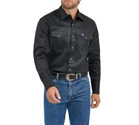 Wrangler Herren-Arbeitshemd mit Cowboy-Schnitt, langärmelig, mit Schnappverschluss, festes Finish, schwarz, Large Hoch