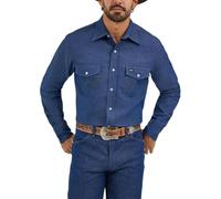 Wrangler Herren Cowboy Cut Western Langarm Snap Arbeitshemd Firm Finish, Indigo Denim