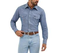 Wrangler Herren Cowboy-Schnitt Western Langarm Snap Work Shirt Firm Finish, Chambray Blue, 4X