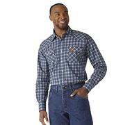 Wrangler Herren Fr Flame Resistant Western Langarmhemd mit Zwei Taschen und Druckknöpfen Button-Down-Arbeitshemd, Marineblau (Navy Plaid), XL