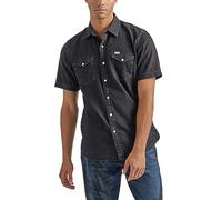 Wrangler Herren Kurzarm Western Denim Hemd, Mattschwarz, L