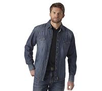 Wrangler Herren Retro Zwei-Taschen-Langarm-Shirt mit Druckknopfverschluss Hemd, Denim, XX-Large