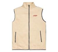 Wrangler Herren Polarfleece-Weste, Ärmellos mit Reißverschluss, Hellbeige/Marineblau, 5XL Große Größen, Anorak, Weste