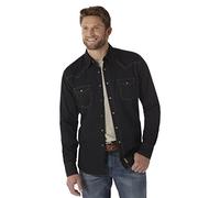 Wrangler Herren Retro Zwei-taschen-langarm-shirt mit Druckknopfverschluss Hemd, Schwarz, XL