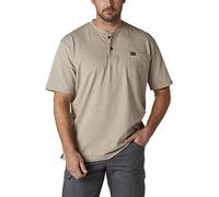 Wrangler Herren Riggs Arbeitskleidung Kurzarm Henley-Hemd, Haferflocken (Oatmeal), meliert, XL