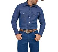 Wrangler Herren Western-Arbeitshemd Firm Finish - Blau (Indigo) - 14.5-32