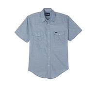 Wrangler Herren Westernhemd mit kurzen Ärmeln und Druckknöpfen, Chambray, 41