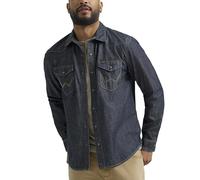Wrangler Iconic Denim Herren-Hemd, Normale Passform, Druckknöpfe, Canyon Wash, Mittel