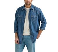 Wrangler Iconic Denim Herren-Hemd, Normale Passform, Druckknöpfe, Dark Wash Denim, Large Hoch