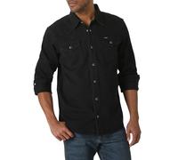 Wrangler Herren Iconic Regular Fit Snap Shirt Hemd mit Button-Down-Kragen, Schwarz Denim, Mittel