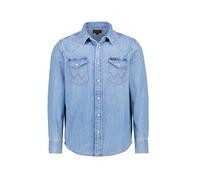 Langarmhemd WRANGLER "WESTERN SHIRT", Herren, Gr. 3XL, N-Gr, mid_light_wash, Web, Obermaterial: 100% Baumwolle, regular fit normal, Ärmel mit Ärmelschlitz Manschette mit Druckknöpfen, Hemden (24037235