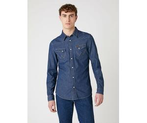Wrangler Jeanshemd - Regular fit in Dunkelblau - Größe M | Herren Plussize