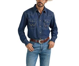 Wrangler Kurzärmeliges Jeanshemd mit Druckknöpfen, Blau, Klein