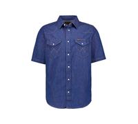 Wrangler Kurzarmhemd Herren Regular Fit Kurzarm Baumwolle blau, L