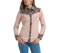 Wrangler Lainey Wilson Damen Hemd mit Prärieaufdruck, Westernhemd, mit Druckknöpfen, Prairie Print, Groß