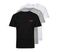 Wrangler Marston Herren T-Shirt 3er Pack - Basic T-Shirts aus 100% Baumwolle, Schwarz/Grau/Weiß, Crew Neck, Freizeit & Sport, Activewear Herren, Unterziehshirt & Alltags-T-Shirt