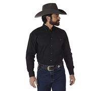 Wrangler Men’s George Strait One Pocket Button Long Sleeve Woven Shirt, Flat Black, XXL