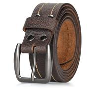 Wrangler Men’s Leather Embossed Logo Casual Every Day Dress Belt for Jeans, Khakis Brown 44